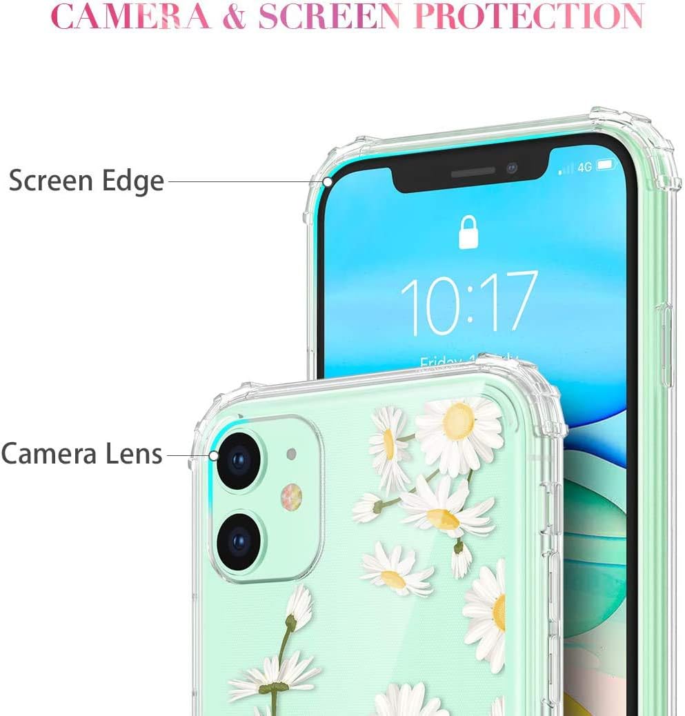Caka iPhone 11 Case Clear with Design, iPhone 11 Case Daisy Flowers Clear Floral Pattern for Girls Women Girly Slim Soft TPU Transparent Protective Case for iPhone 11 6.1 inches (Daisy)