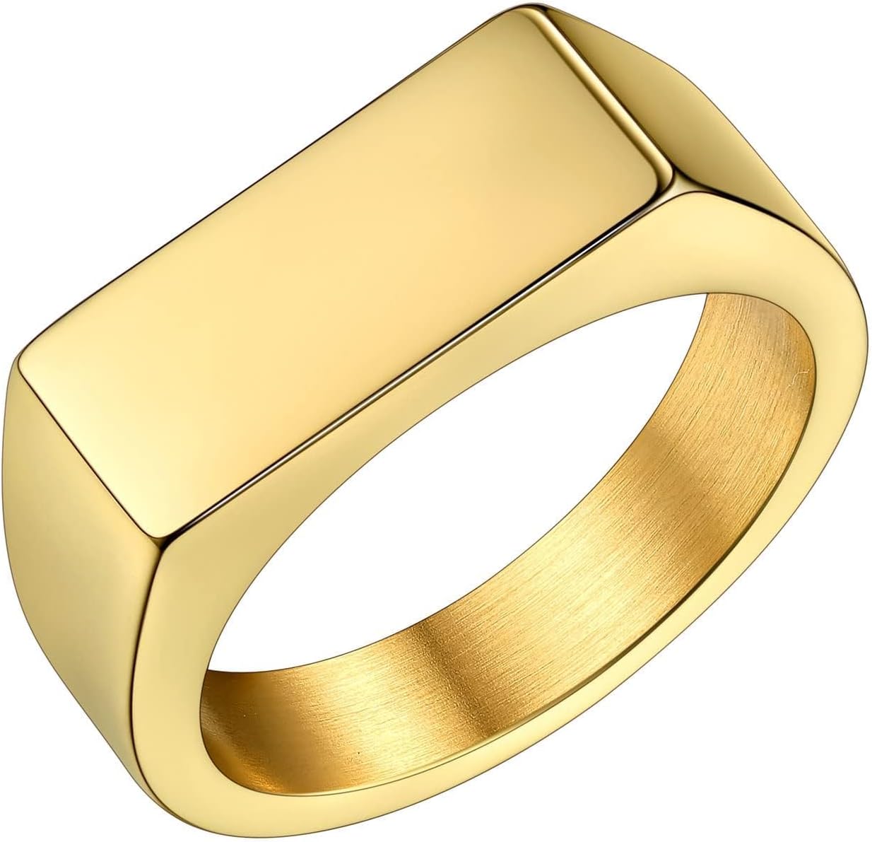 Stainless Steel Signet Ring for Men Women in Gold/Black/Silver/Vintage Gray Tone, Chunky Thick Heavy Dome Band Ring Cool Finger Ring, Gift for Dad Husband, Size 7-14 Customizable