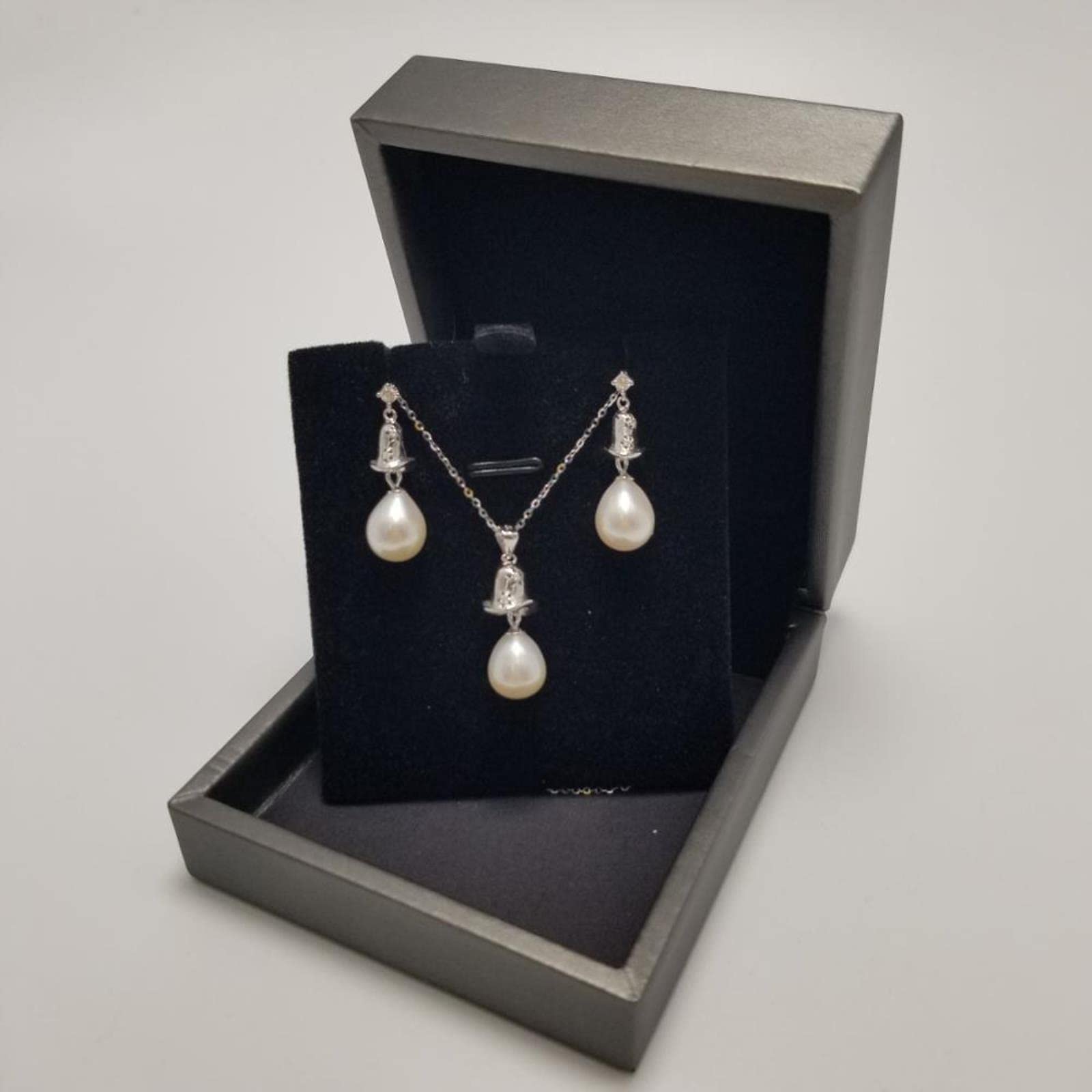925 Sterling Silber Schmuck Perlensets Feiner Naturperlenschmuck 8-9mm Sets Für Frauen