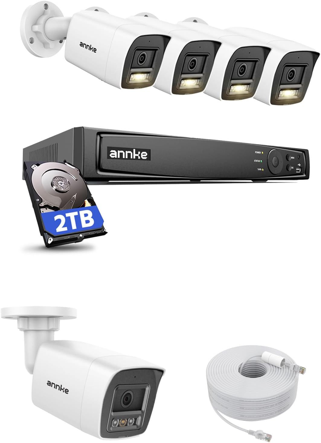 ANNKE H1200 12MP Security Camera System, 12MP H.265+ 8CH NVR and 5 X 12 Megapixel UHD PoE Surveillance IP Cam with Smart Dual Light, AI Human&Vehicle Detection, Color Night Vision