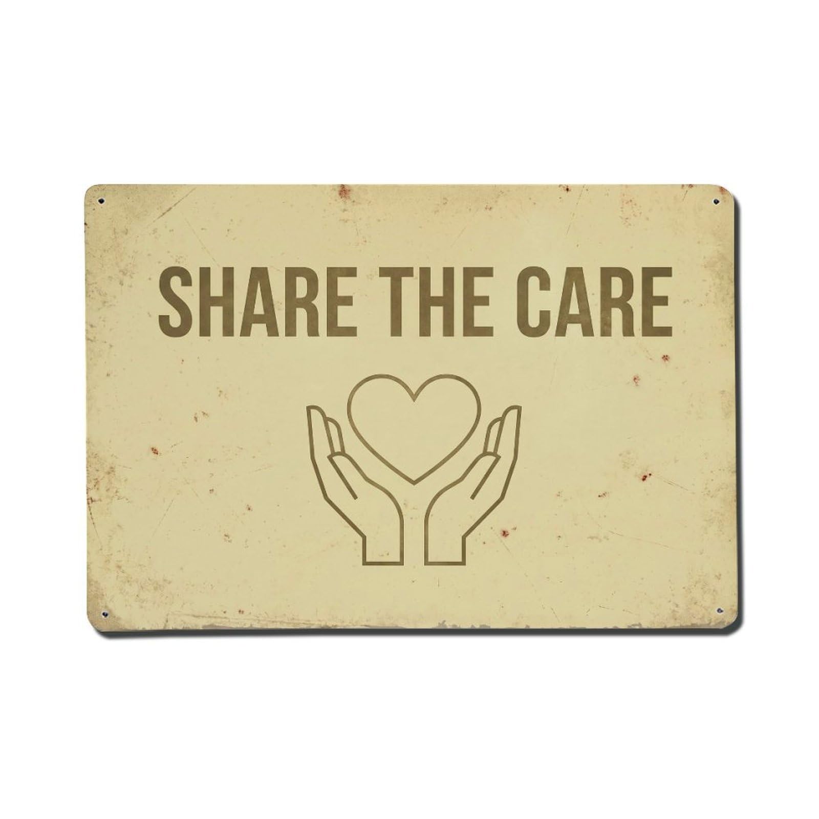Olhnbad Style Share The Care Positive Saying Text Layout Metal Tin Sign