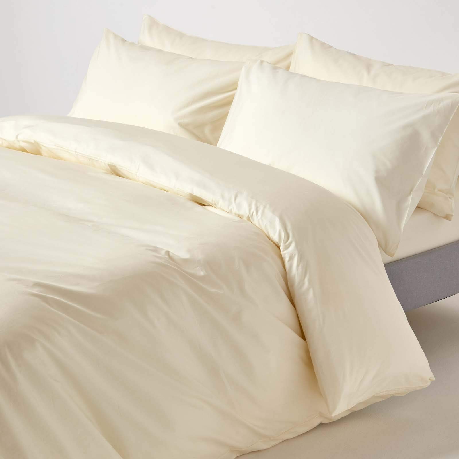 HOMESCAPES Cream Pure Egyptian Cotton Duvet Cover Set King Size 200 TC 400 Thread Count Equivalent 2 Pillowcases Included Quilt Cover Bedding Set