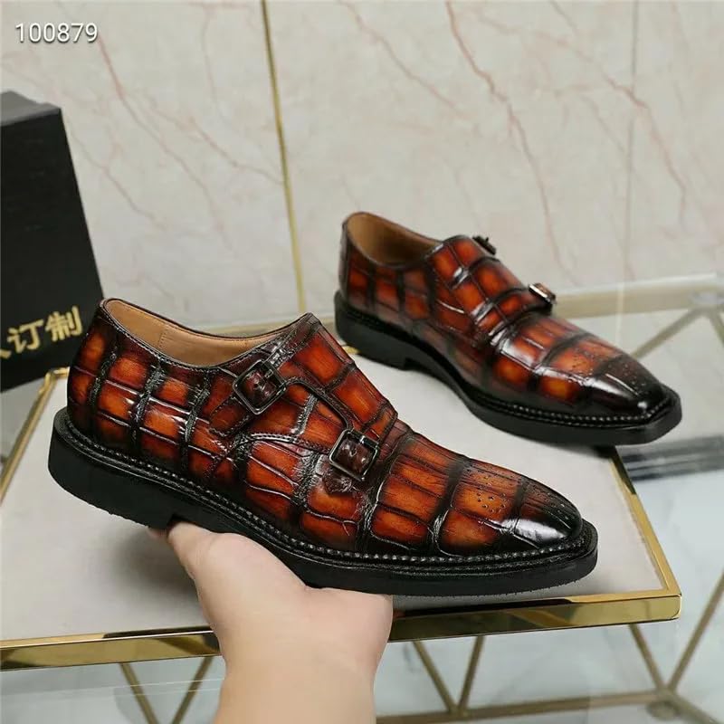 Authentic Real True Crocodile Belly Skin Men's Colorful Dress Shoes Genuine Alligator Leather Handmade Male Party Brogue Shoes4
