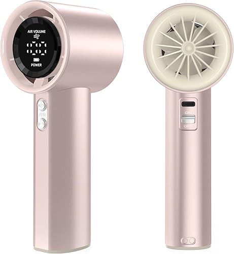 Ventilador de mano portátil, velocidad (1-100) turbo personal ajustable, ventilador de refrigeración recargable de batería de 4000 mAh, pantalla