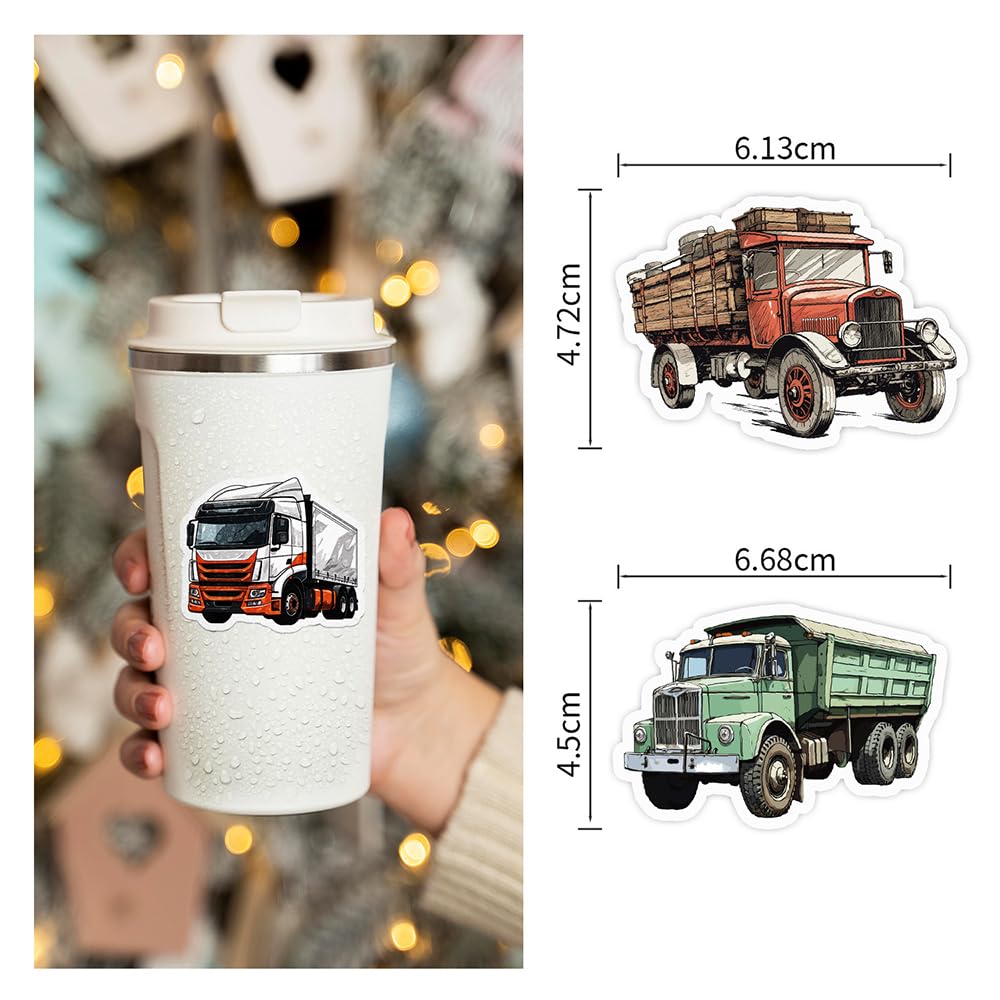 Vintage Truck Vinyl Stickers, 100 PCS Waterproof Detailed Object Decals for Laptops Scrapbooking, Journals, Notebooks - Image 3