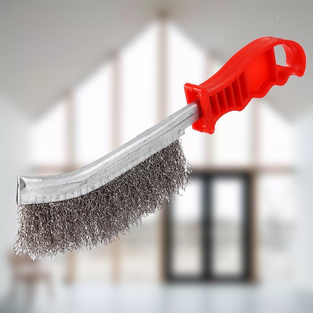 Metal Wire Scratch Brushes, 2Pcs Stainless Steel Cleaning Brush Wire Hand Brush with Heavy Duty 3.2cm Long Stainless Steel Bristles