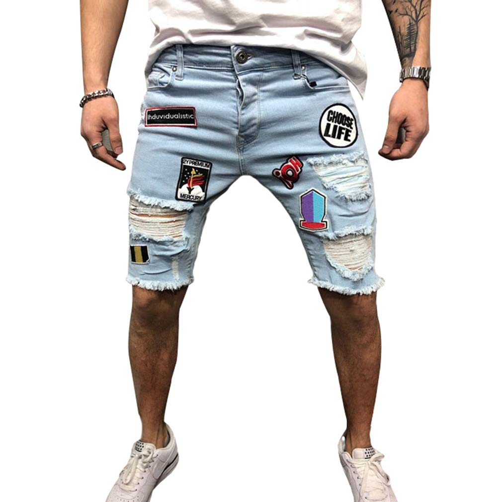 Minetom Elasticizzati Da Uomo Strappati Jeans Spiaggia Pantaloni - Foto 2