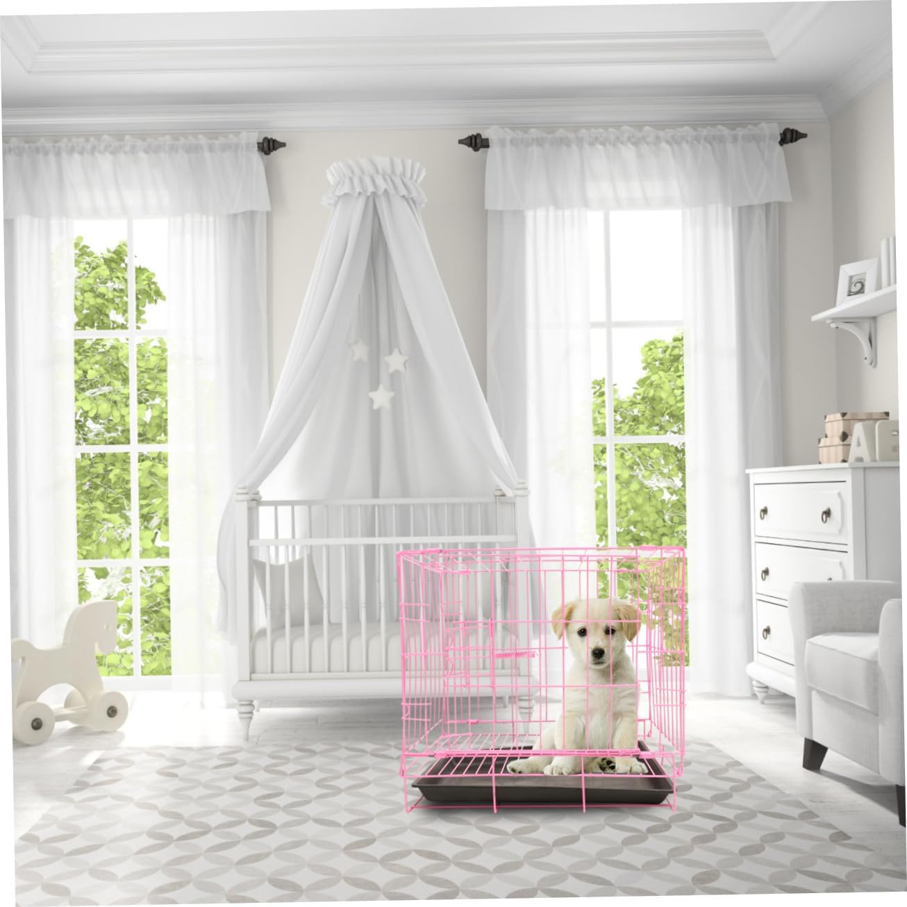 Sosoport Pet Cage Folding Dog Crate Steel Pet Crate Compact for Small and Medium Dogs Cats Rabbits with Lock