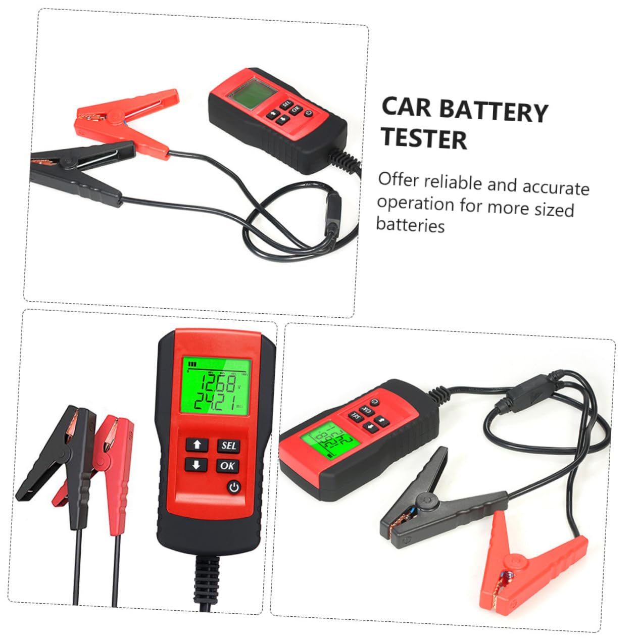 Car Battery Tester LCD Display Analyzer for Automotive Use Compact and Lightweight Design Measures Voltage Resistance Capacity for Passenger Cars