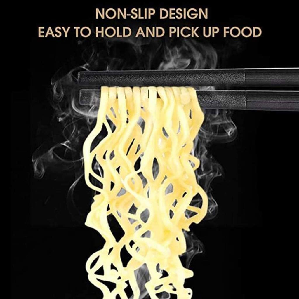Bacchette riutilizzabili Multipack, Bacchette in Fibra di Vetro con Scatola Regalo, 10 Paia di Bacchette Nere Giapponesi e Coreane