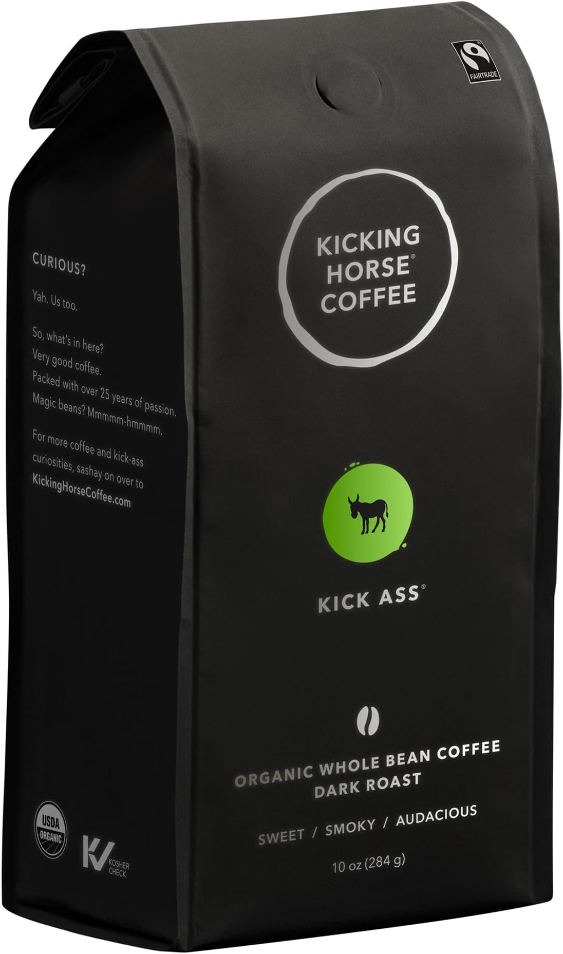 Kicking Horse Coffee, Kick Ass, Dark Roast, Whole Bean, 10 Oz