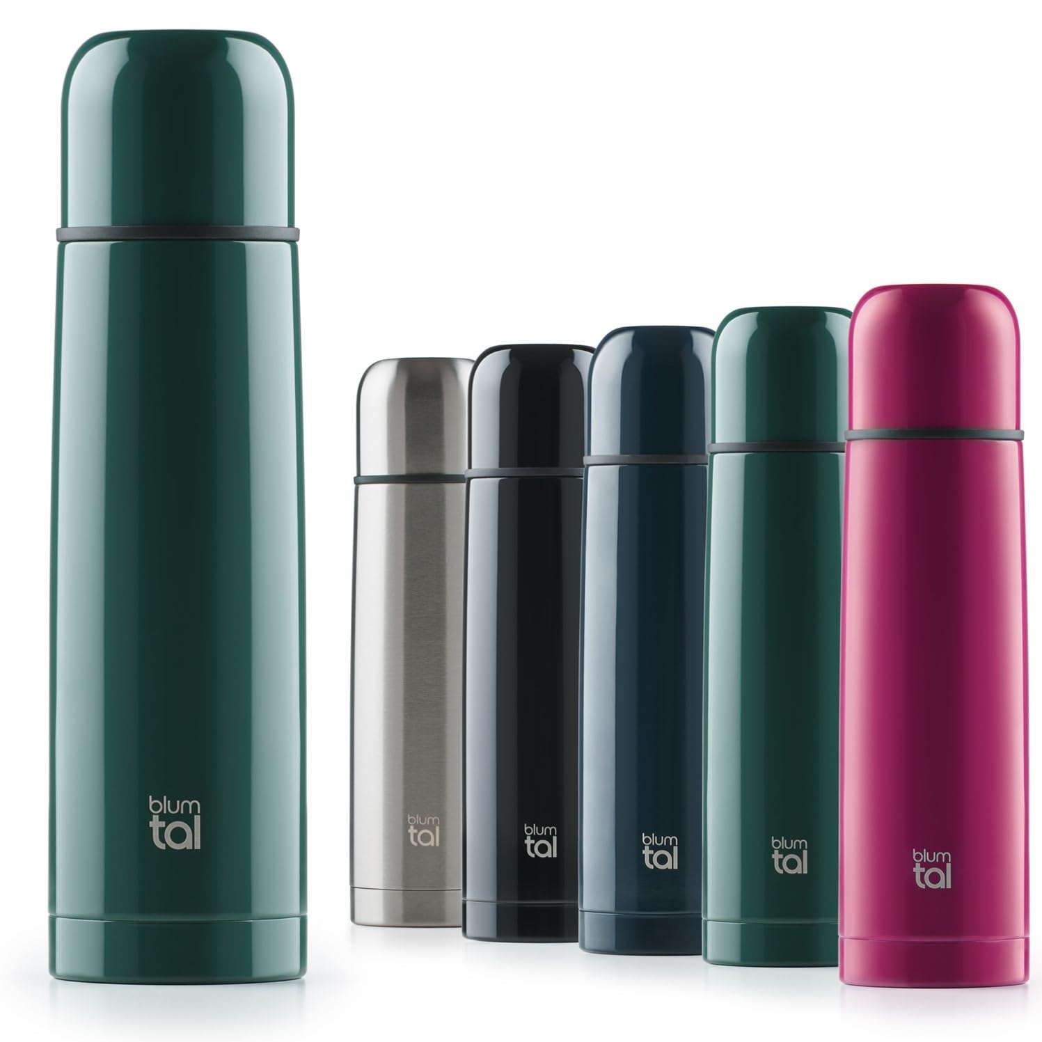 Blumtal Termos Caffè in Acciaio Inox Doppia Parete, Borraccia Termica per Bevande Calde e Fredde, Tappo Quick-Press, 350ml, Verde Scuro