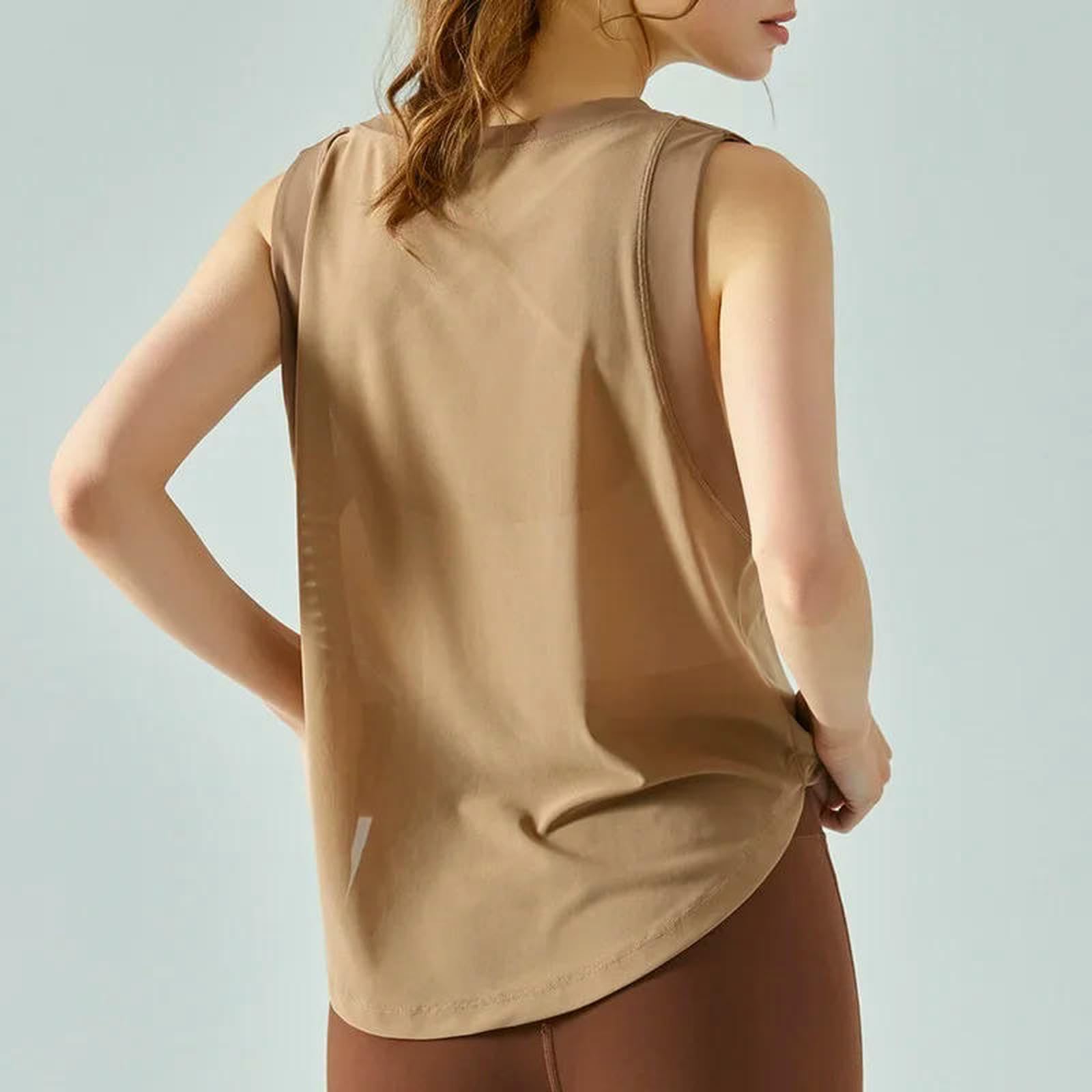 Sujetador Deportivo Mujer Camisas Deportivas Sin Mangas para Mujeres Talla De Talla De Planta XL Top De Yoga Transpirable Camiseta De Entrenamiento De Gimnasio-marrón-SG