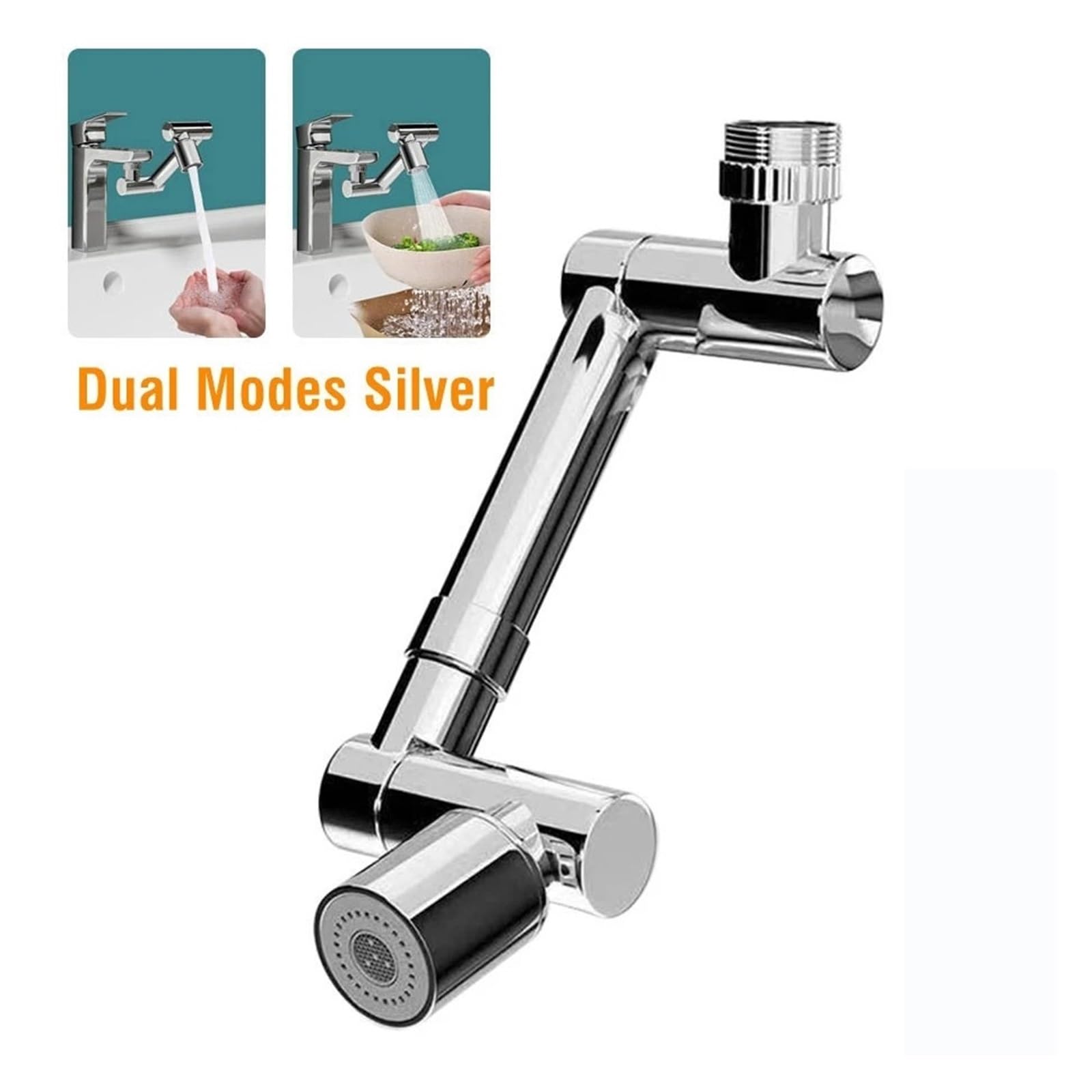 Extensor De Grifo Giratorio 1440 °, Modos Duales Latón, Brazo Robótico Universal, Aireador, Fregadero, Accesorio For Cocina Y Baño Bien Hecho(Dual Modes Silver)