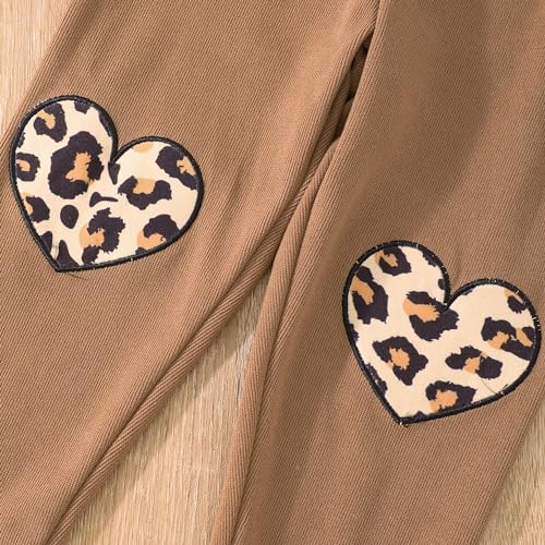 Image of DDSOL Toddler Girl Clothes Raglan Sleeve Peplum Top Heart Embroidery Pant Set Fall Winter Clothing 2-8 Years