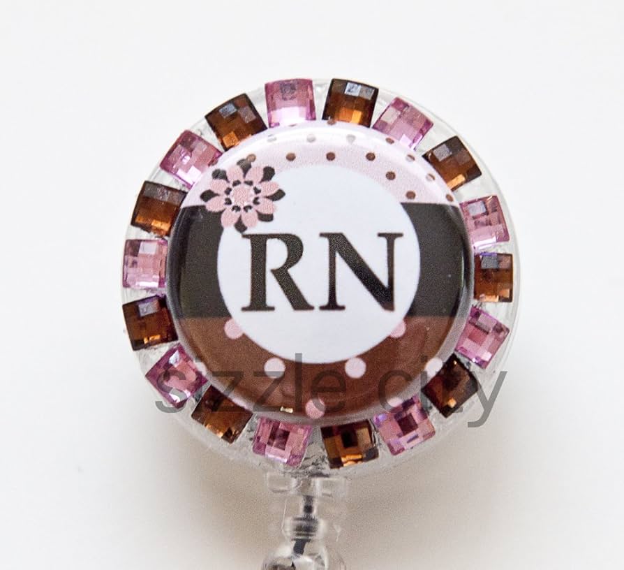 Amazon.com : Pokodot Pink Brown RN Logo Nurse Rhinestone ...