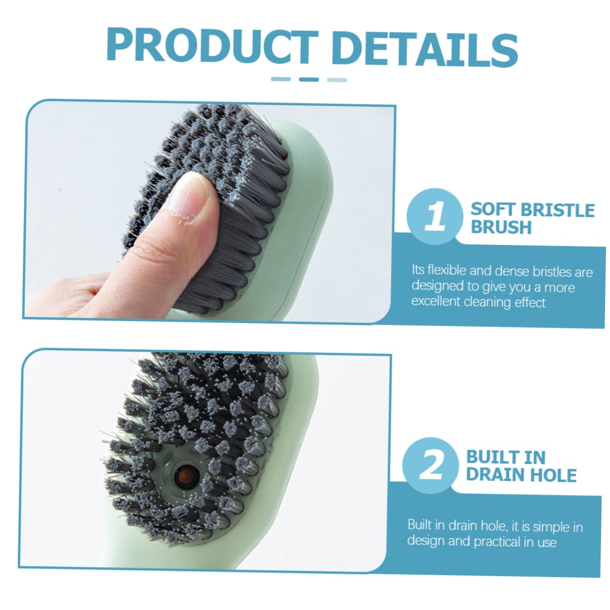 Veemoon Cepillo para Limpiar Zapatos Pack de 2 Unidades Cómodo y Compacto con Dispensador Automático de Líquido, Mango Largo de Plástico para Uso Diario y Exterior