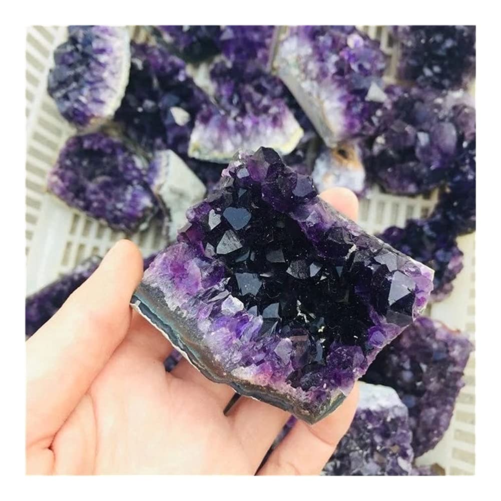 Púrpura Feng Shui Natural Amatista Cristal Cuarzo Drusy Geoda Racimo Piedra Decoración Adorno Hogar Brillo Natural (1PC 40g_55g)