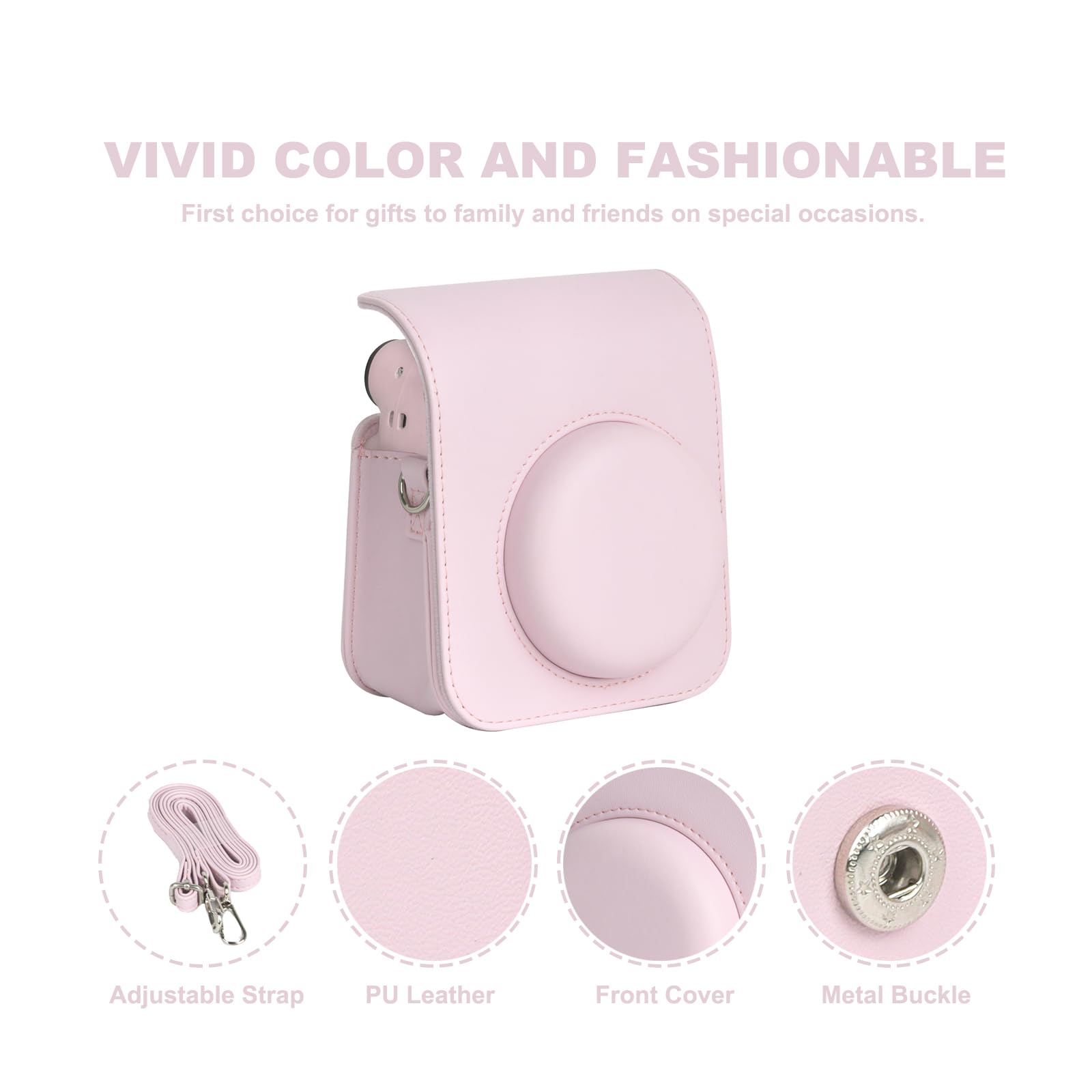 Zestaw akcesoriów 12 w 1 do aparatu Fujifilm Instax Mini 12 z etui na aparat, album fotograficzny i ramki, naklejka DIY, obiektyw do selfie, ramka do powieszenia na ścianie, kolorowy filtr
