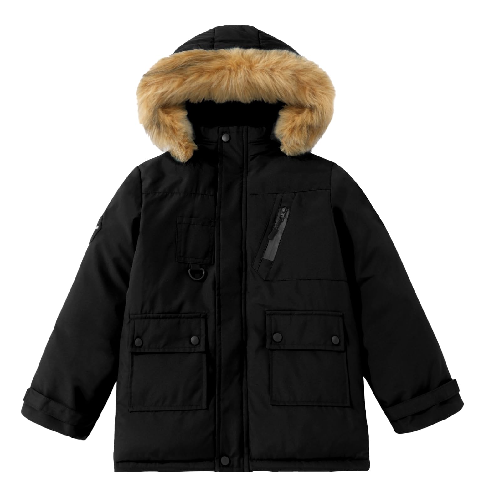 Happy Cherry Bambino Ragazzo Cappotto Invernale Giacca Imbottito Caldo con Pelliccia Cappuccio Rimovibile Stile Parka Antivento per 5-14 Anni