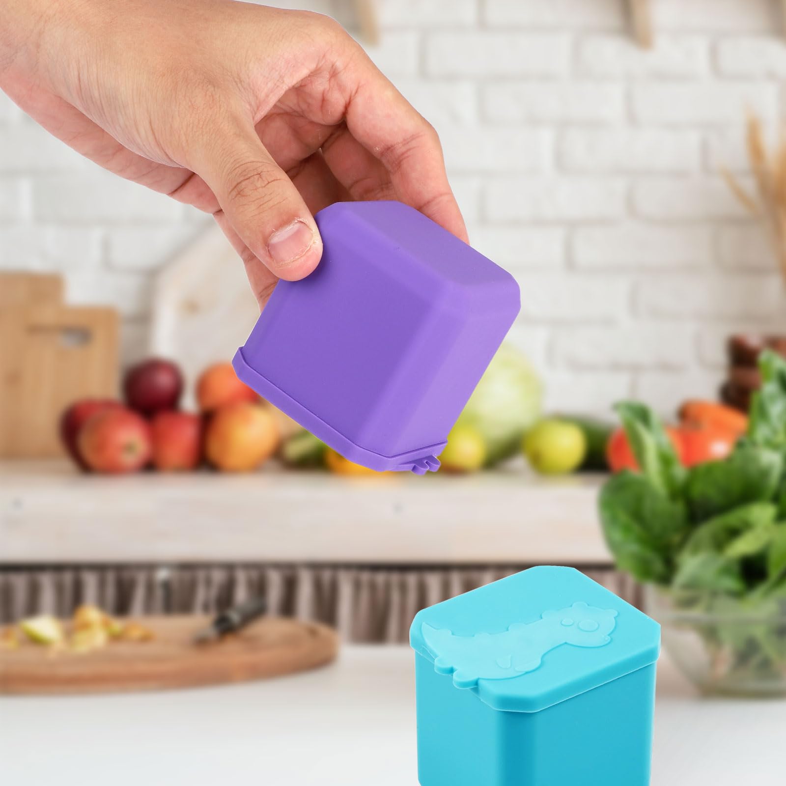 MISNODE 6 contenitori per salsa da 60 ml in acciaio inox, riutilizzabili, piccoli contenitori per salsa con coperchi in silicone, 6 colori