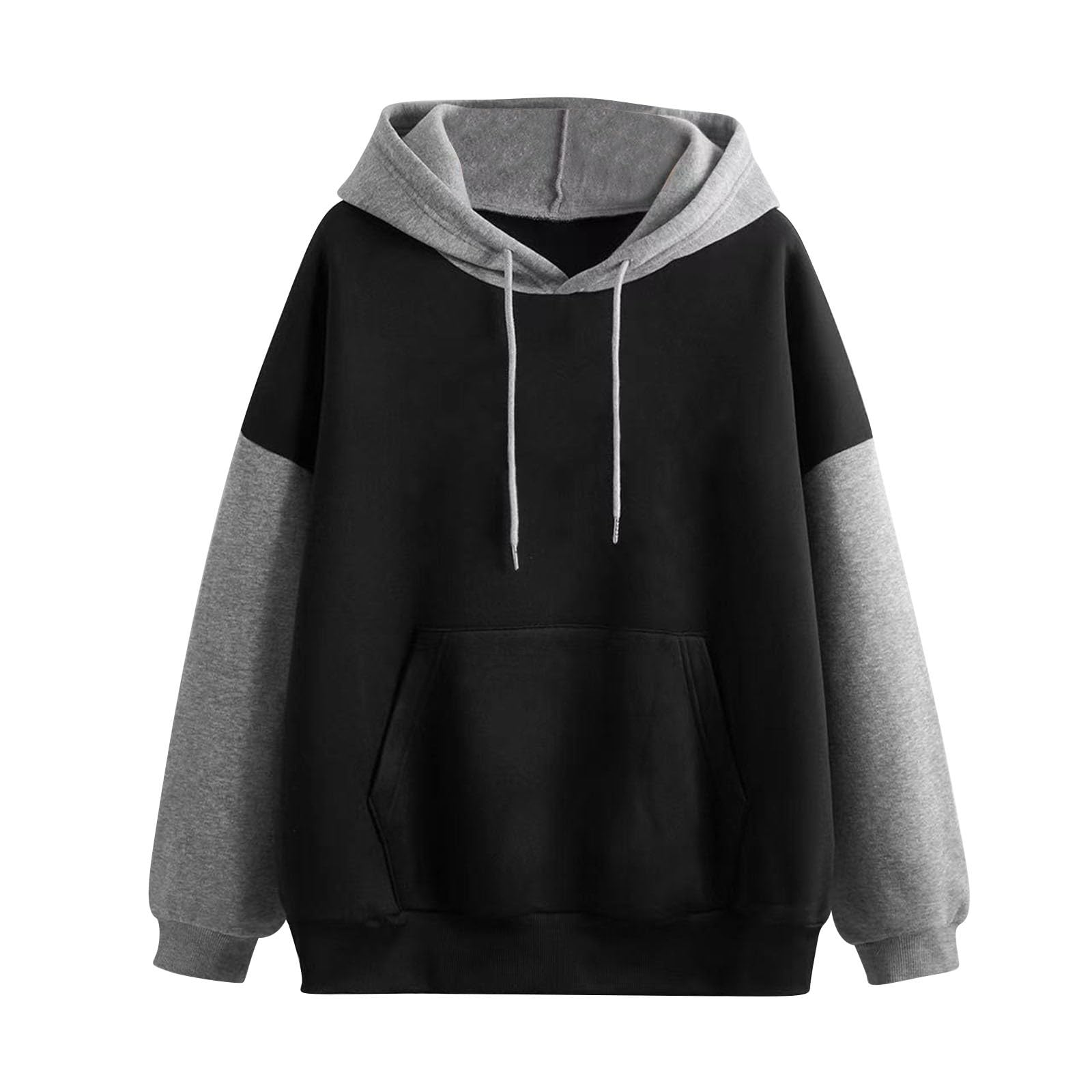 Women's Lightweight Color Block Camo Hoodie - Pullover Cowl Neck Sweatshirt, Stripe Patchwork