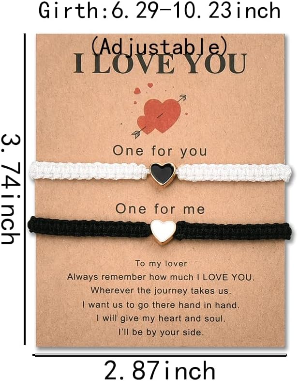 Sisadodo I Love You Bracelet for Couple Valentines Gifts for Husband Wife Heart Braided Bracelets Couple Anniversary Birthday Gift - Image 2