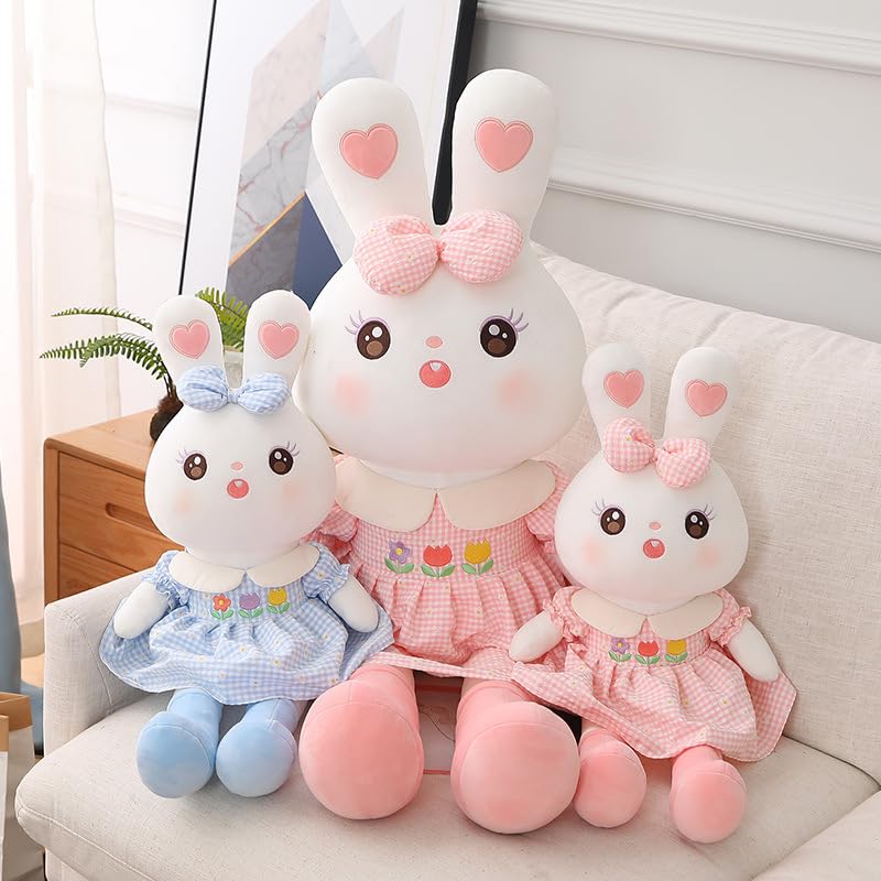 Carino Coppia Coniglio Peluche Giocattolo Kawaii Gonna Coniglio Cuscino Dormire Peluche Animale Bambola Coniglietto per Bambini Regalo di Compleanno 90 cm Rosa