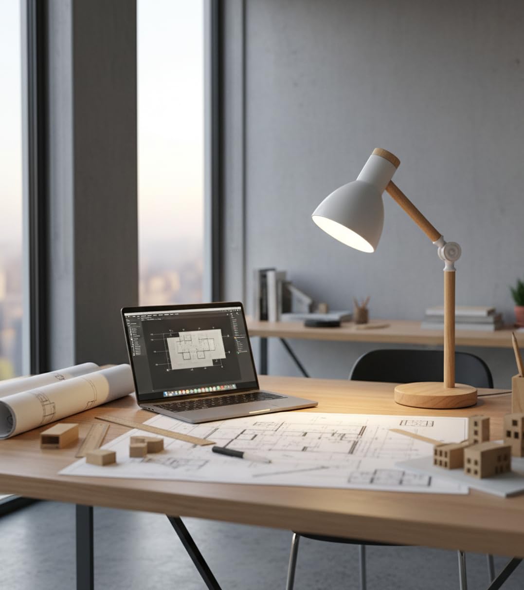 BEL AIR HOME - Lámpara Flexo d'Écriture TEACHER 1xE-27 en Métal et Bois, Idéal pour Bureau et Chambre, Noir, Design Moderne et Élégant, Matériau: Métal (AMPOULE NON INCLUSE) (BLANC)