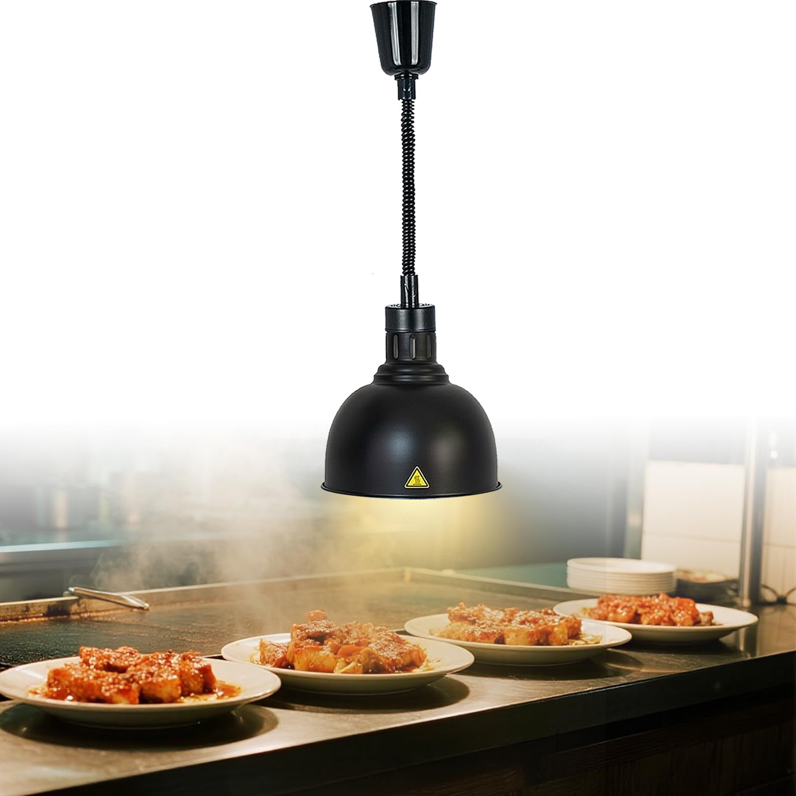 Lampada Riscaldante per Alimenti, Sospeso Lampade Scaldavivande Cucina, Regolabile Lampade Riscaldare Cibo, Lampada Scaldavivande Ristorante per Hotel, Buffet, Catering(B-25cm,1)