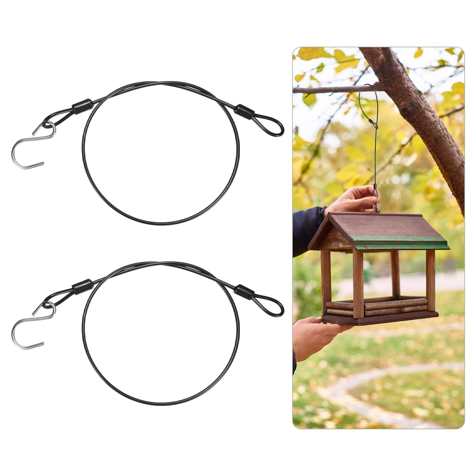M METERXITY 2-Pack Bird Feeder Hanger with Hook 60cm/24in, Black