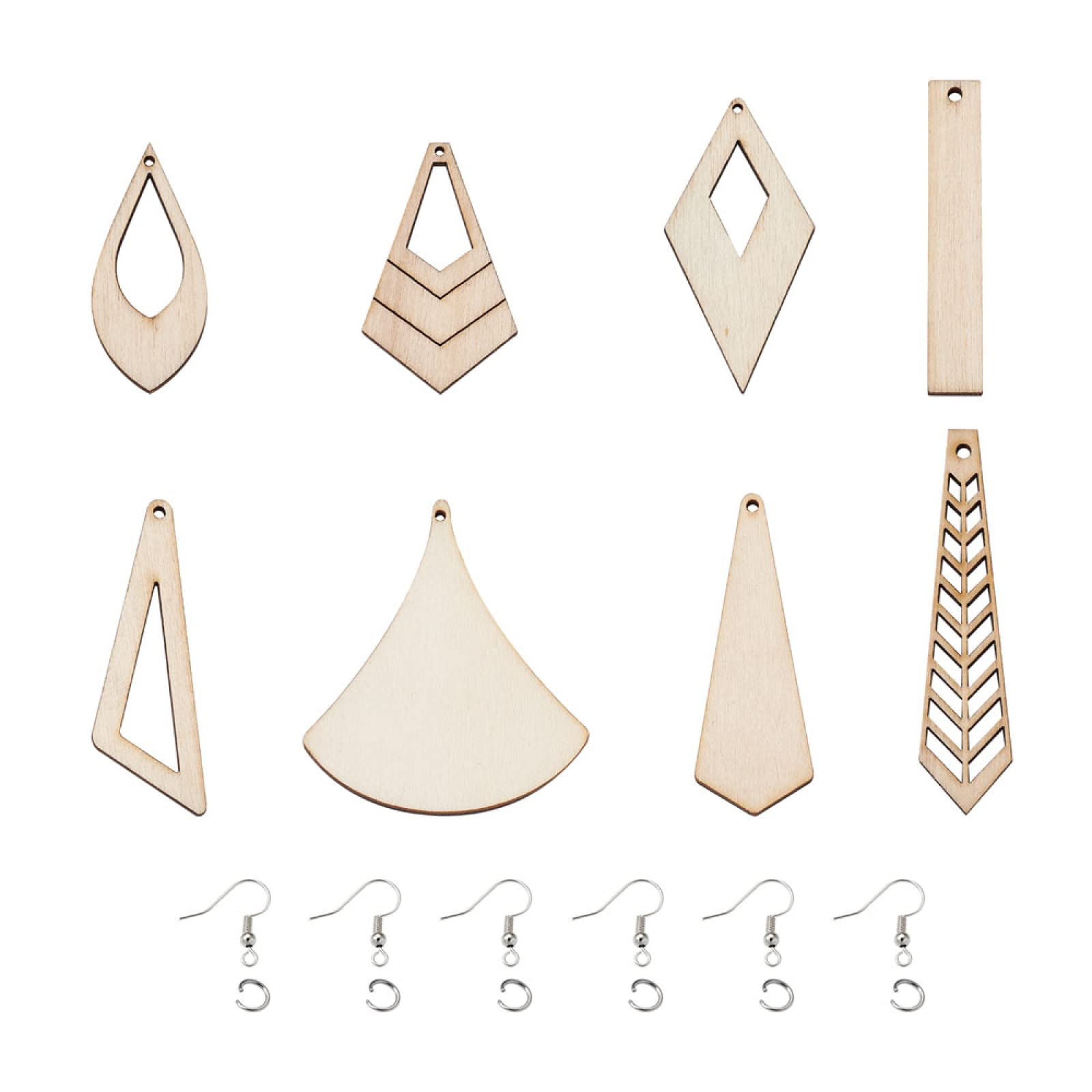 Craftdady 80Pcs DIY Dangle Earring Making Kits Unfinished Blank Wood Pendants with Jump Rings and Earring Hooks for DIY Jewellery Earrings Making — image 1