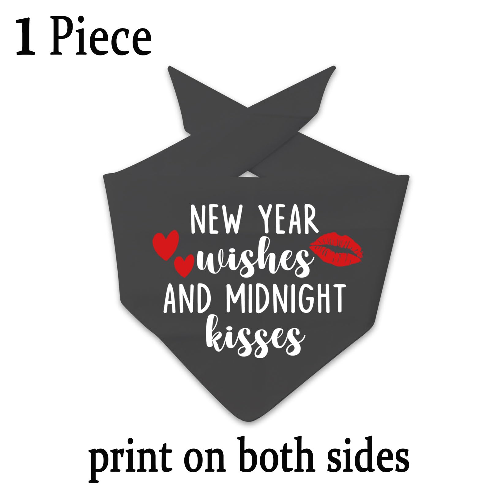 1 Piece New Year Wishes and Midnight Kisses Dog Bandana New Years Celebration Tie on Scarf New Years Eve Gift (Midnight Kisses D) - Image 2