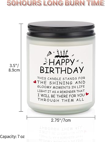 BeauGift Birthday Gifts for Women Men, Happy Birthday Candles for Friends Bestie BFF Sister Friendship, Unique Birthday Gift Ideas for Mom Dad Sister Coworker,7 oz, Lavender