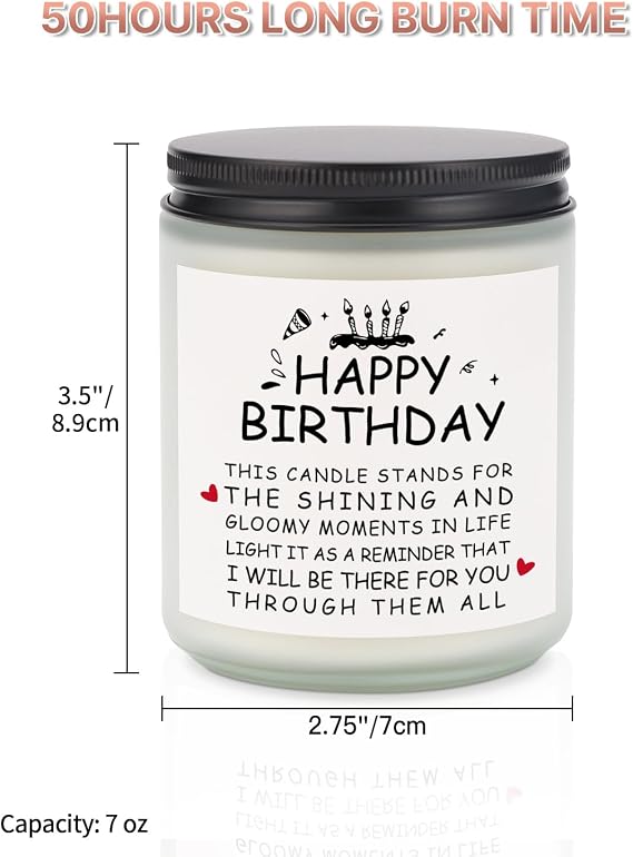 BeauGift Birthday Gifts for Women Men, Happy Birthday Candles for Friends Bestie BFF Sister Friendship, Unique Birthday Gift Ideas for Mom Dad Sister Coworker,7 oz, Lavender