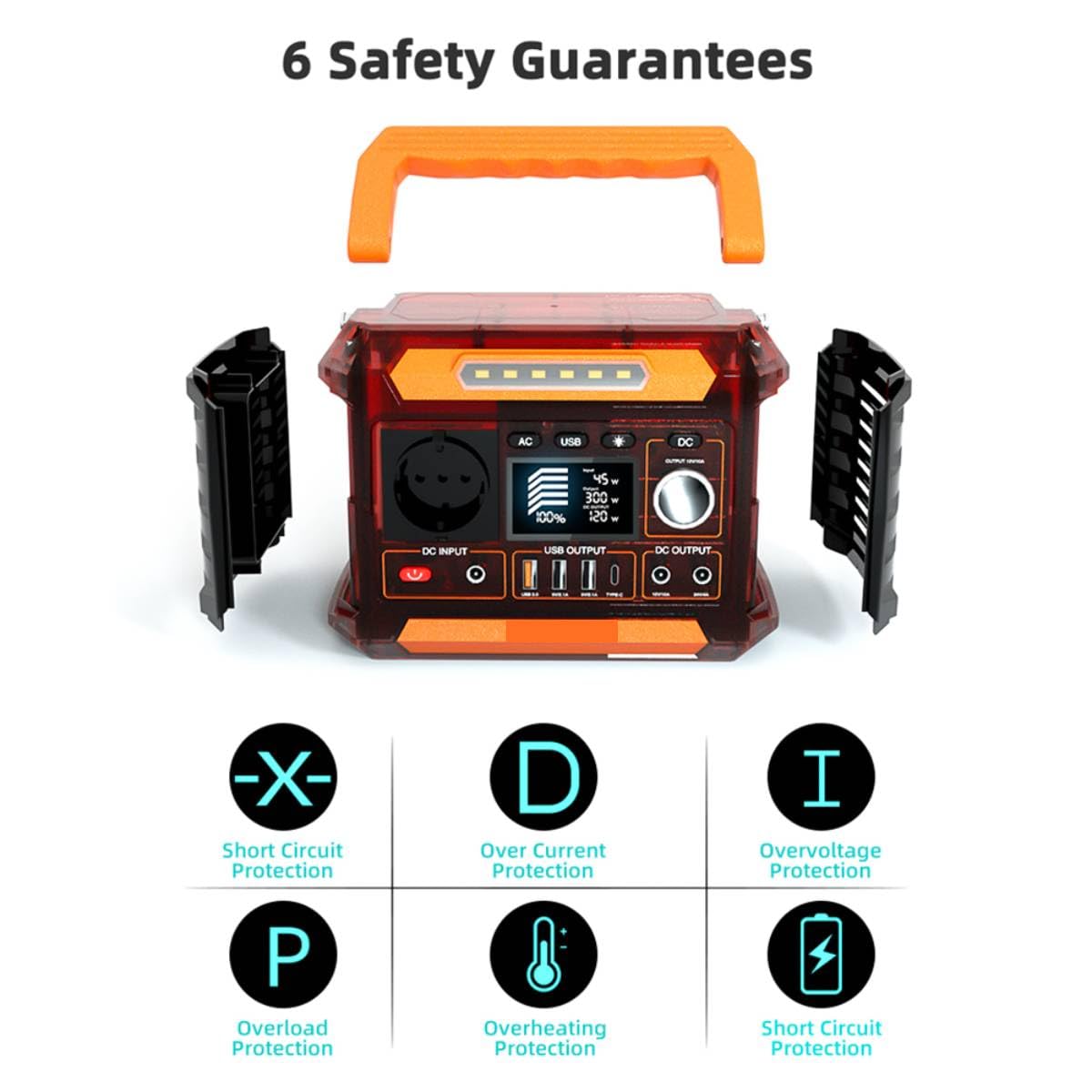 Homgoday Generador de Energía Solar Portátil 78000mAh/288Wh 260W Onda Sinusoidal Pura, Estación de Energía para el Hogar, Camping y Viajes Largos por Carretera con Panel LCD