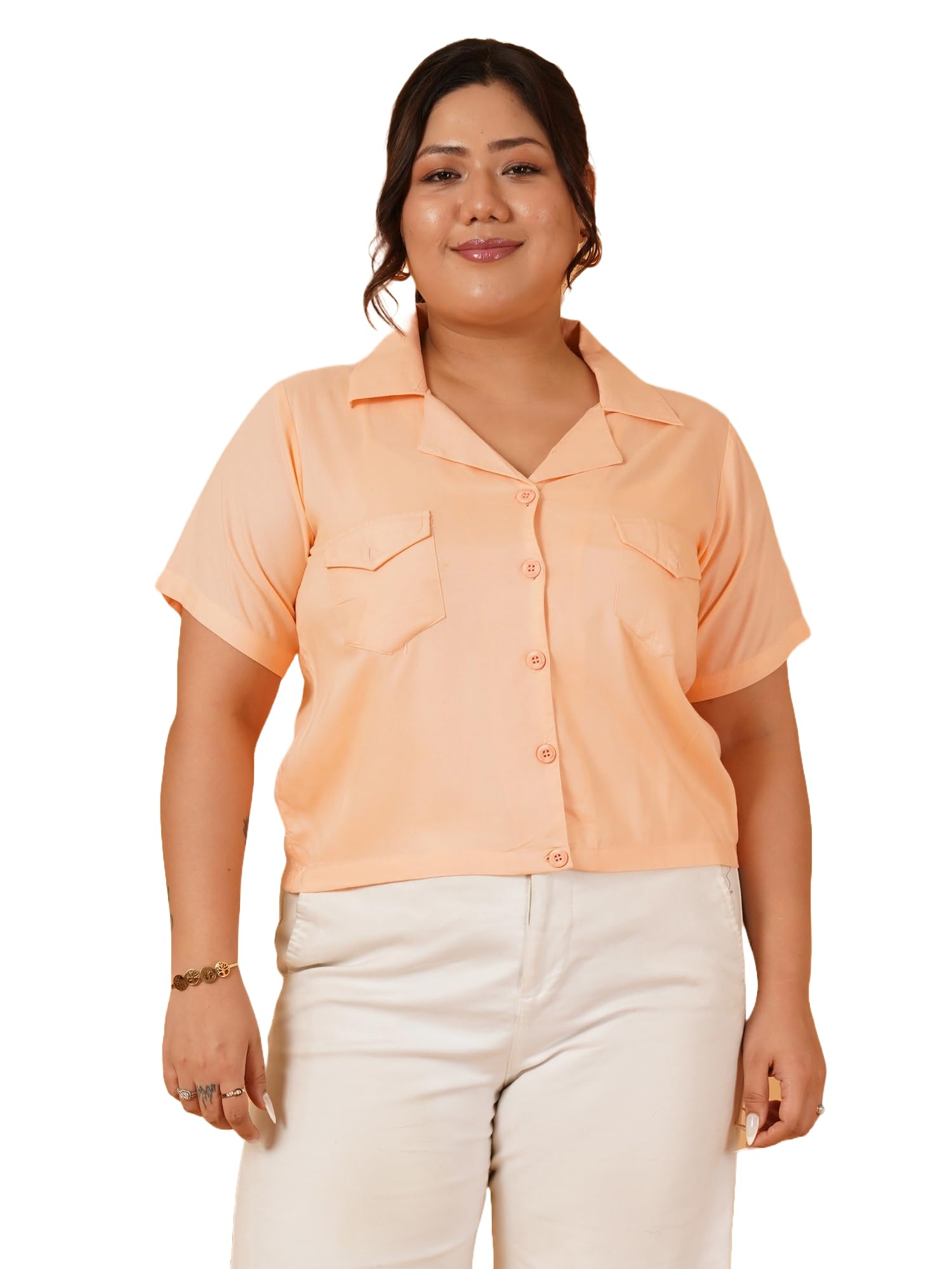 Women Formal Pink Crop Solid Shirt(S-7XL) |Pink Shirt | Casual Shirt-image-46