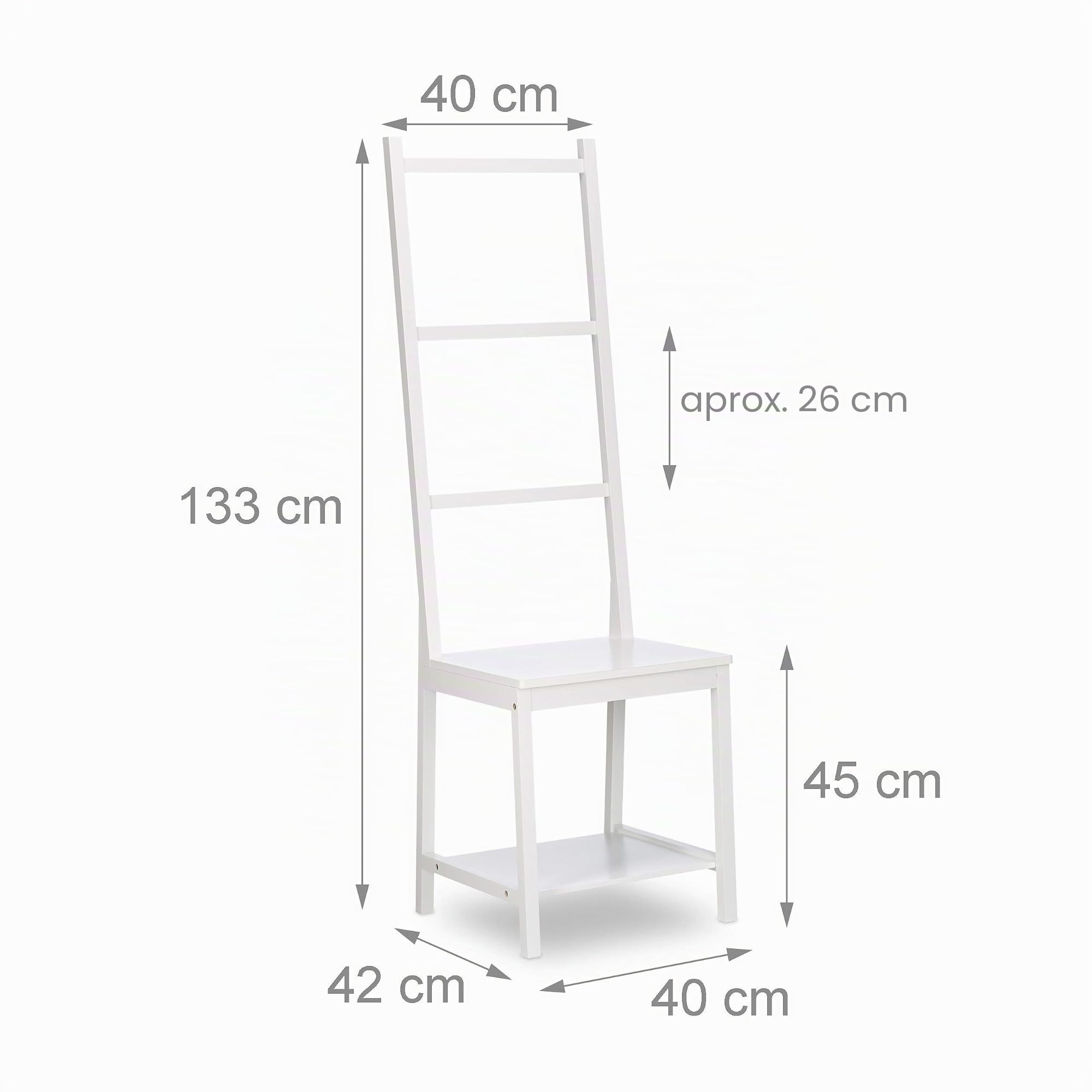 Relaxdays Toallero, ropero, toallero de pie, bambú, Aprox. 133 x 40 x 42 cm, Blanco