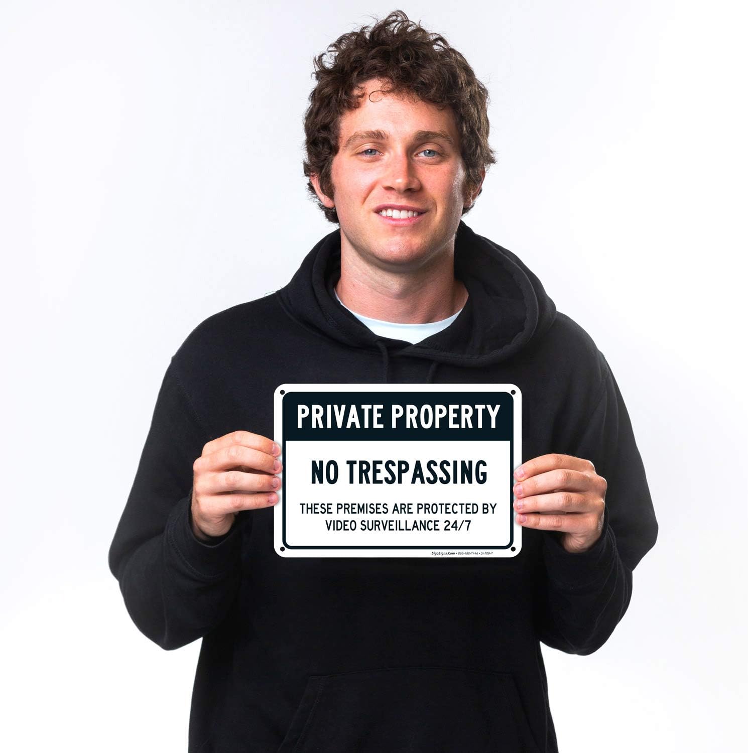 Private Property No Trespassing Sign - (4 Pack) - Video Survelliance Sign | 10x7 Inches,Rust Free 0.40 Aluminum, Fade Resistant, Indoor/Outdoor Use, Made in USA