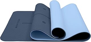 MAXYOGA® MaxDirect Esterilla Yoga con Sistema de Alineación y Marcados. Colchoneta Yoga Mat Antideslizante y Ligera de Material Ecológico TPE. Tamaño Ideal 183cm x 61cm x 6mm.