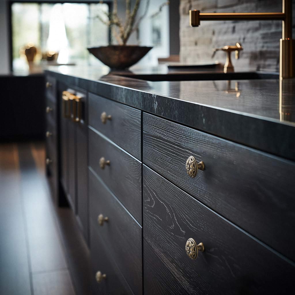 Goo-Ki 6 Pack Antique Brass Cabinet Drawer Knob Kitchen Hardware - Retro Bar Knob Vintage Bronze Single Handles Pull for Closet Wardrobe Dresser Cupboard, 26628GT-DK