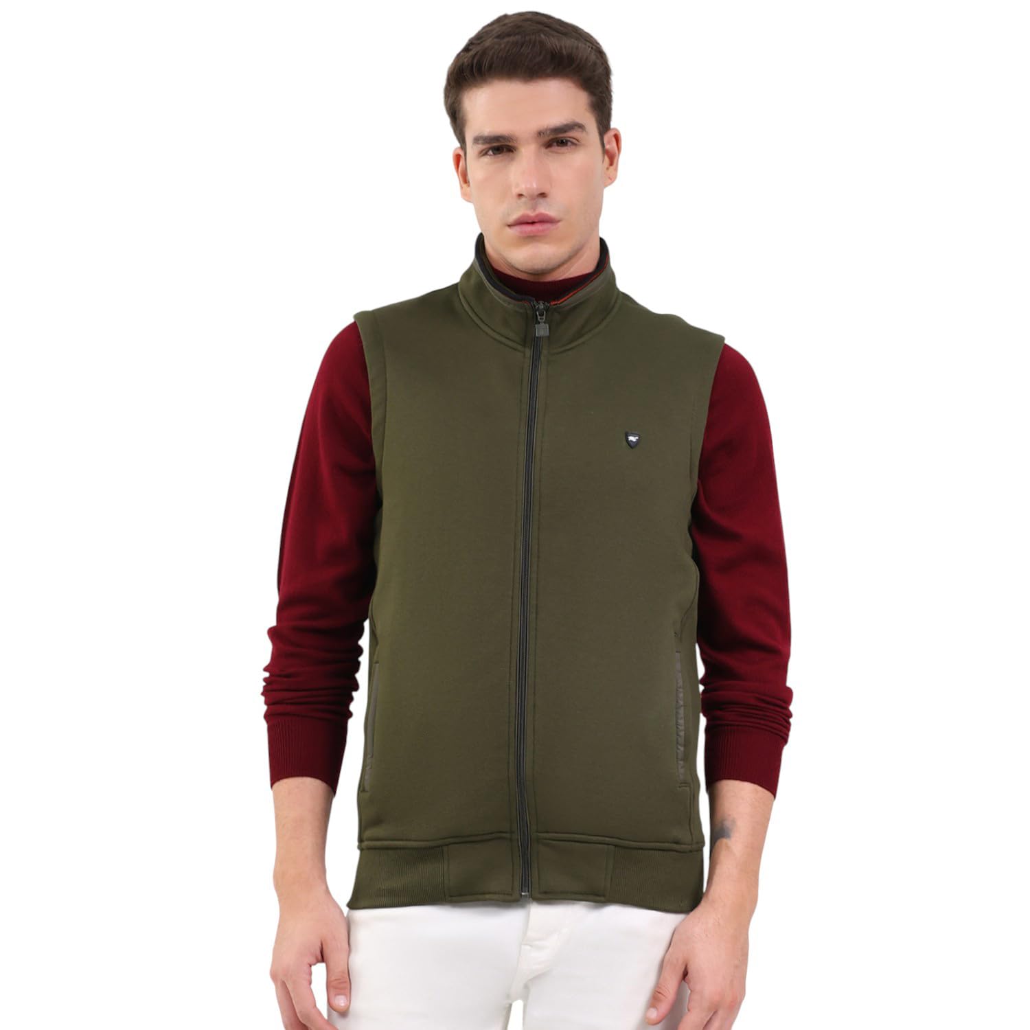 Men Regular Fit Solid Mock Neck Zipper Closure Sleeveless Winter Sweatshirt| Stylish Sweatshirt for Men | Soft Comfortable Casual Winter Wear for Men's (Pack of 1)-image-15