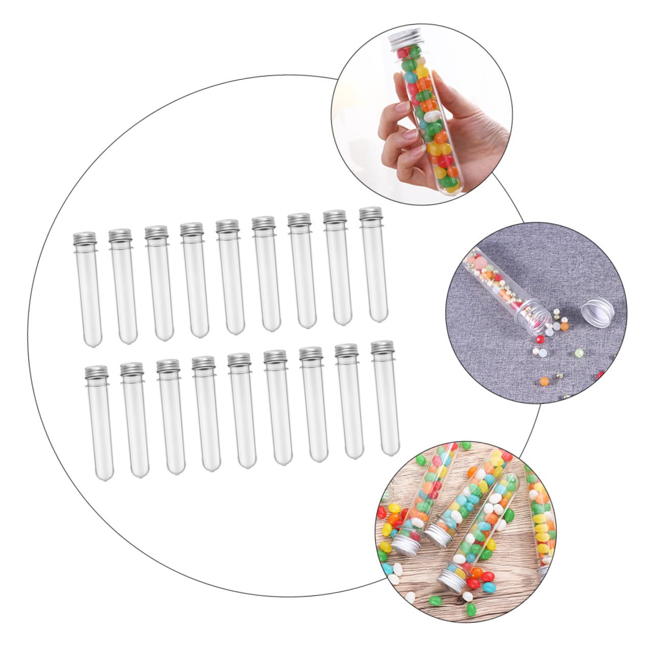 FRCOLOR 50piezas Botella de Tubo de Ensayo Transparente Tubos de Almacenamiento de Pet para Baño y Dulces