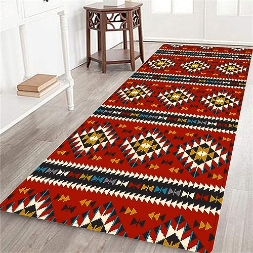 Southwestern Long Runner Rug for Hallway,Native Southwest American Indian Aztec