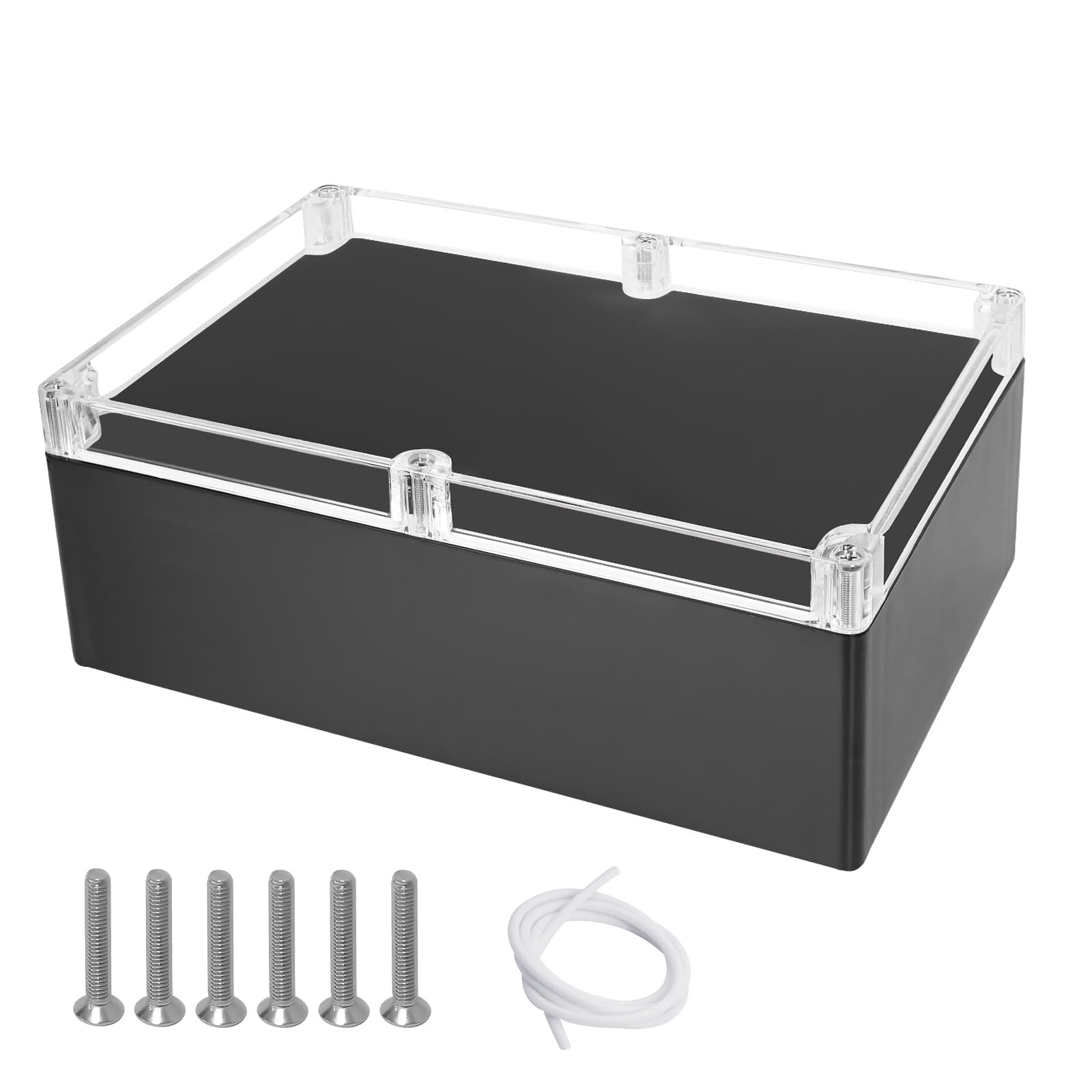 HoHaing Project Box IP65 Waterproof Dustproof Junction Box ABS Plastic Enclosure Box for Electronics Clear Cover Outdoor Project Black 10.4" x 7.2" x 3.7"(263 x 182 x 95 mm)