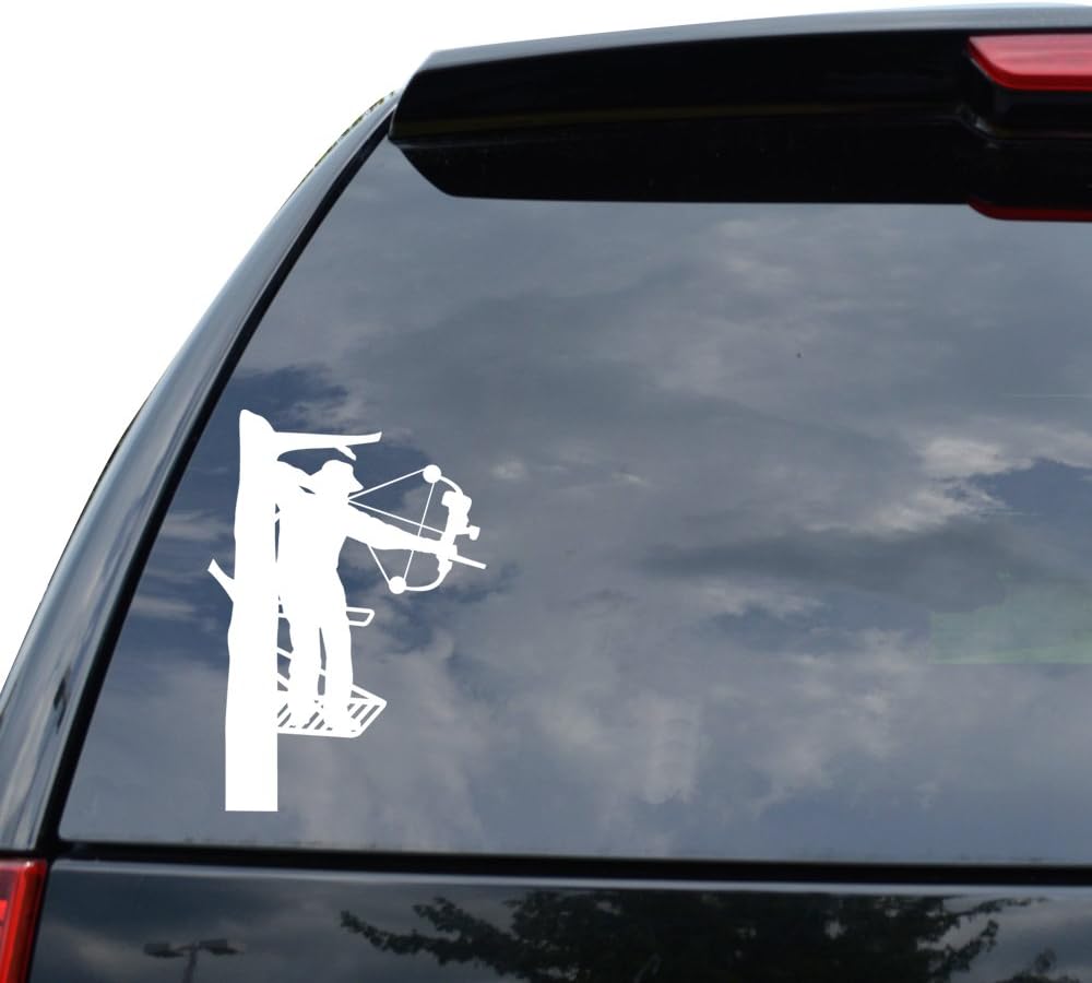 DiamondCutStickerz Bow Hunting Deer Buck Decal Sticker Car Truck Motorcycle Window Bumper Laptop Wall Decor - Size (22 Inch / 56 Cm Tall) - Color White (Glossy Finish)