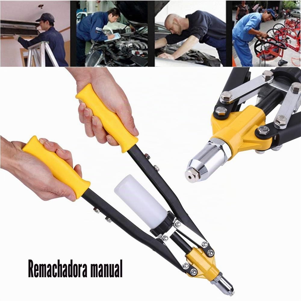Remachadora Manual Profesional con 5 Boquillas Intercambiables, 3,2 mm a 6,4 mm, para Construcci¨®n Naval y Trabajos Industriales