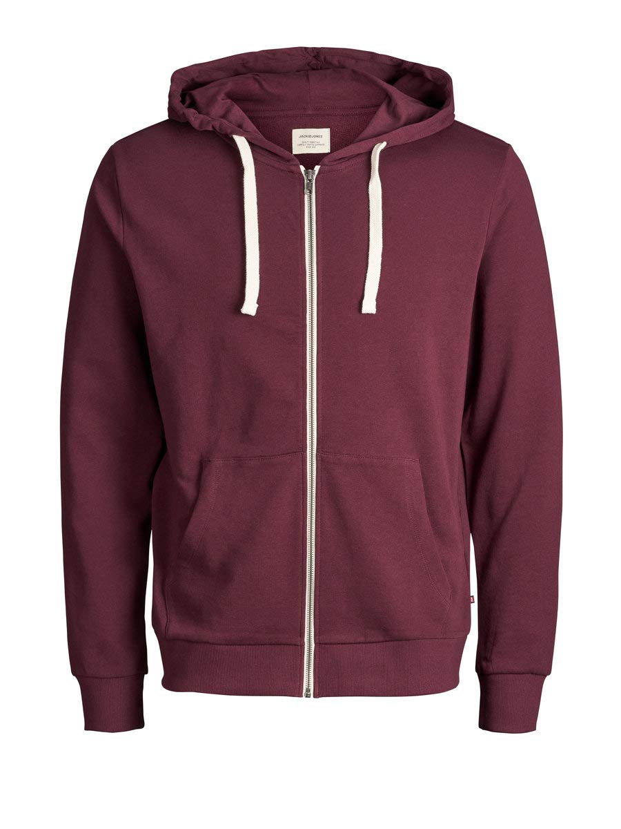 Jack & Jones Men's Red (Port Royale Fit:reg Fit) Jjehol Sweat Zip Hood Noos Jacket, X-Large