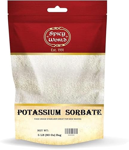 Spicy World Sorbato de potasio de 5 libras, grado alimenticio, gran estabilizador de vino, conservante para gomitas, aguamiel, sidra y mucho más