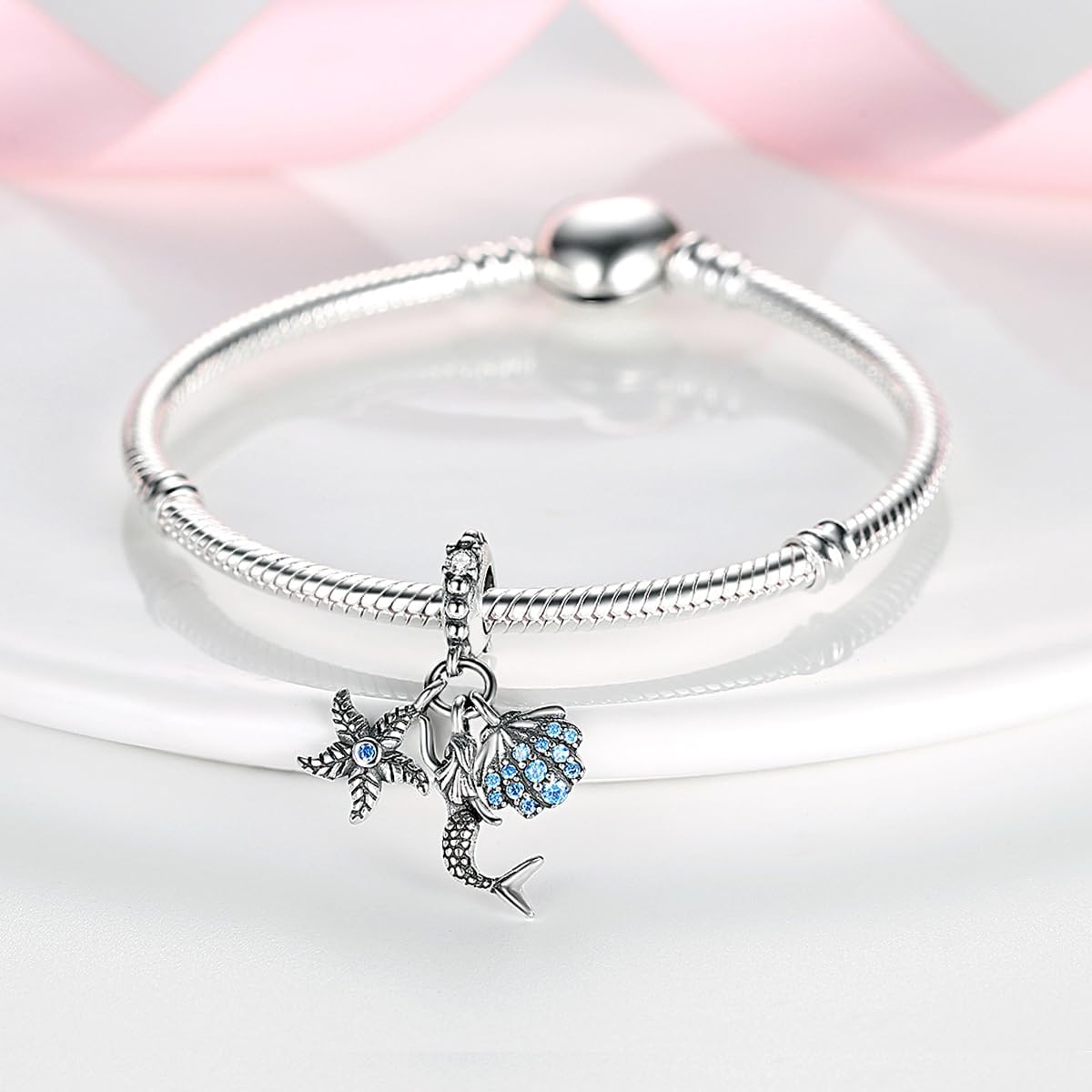Sea Turtle 925 Sterling Silver Charms for Bracelets and Necklace Dangle Pendants Starfish Seashell Dolphin Shark Mermaid Bead Jewelry Present for Women Family Friends - Image 2